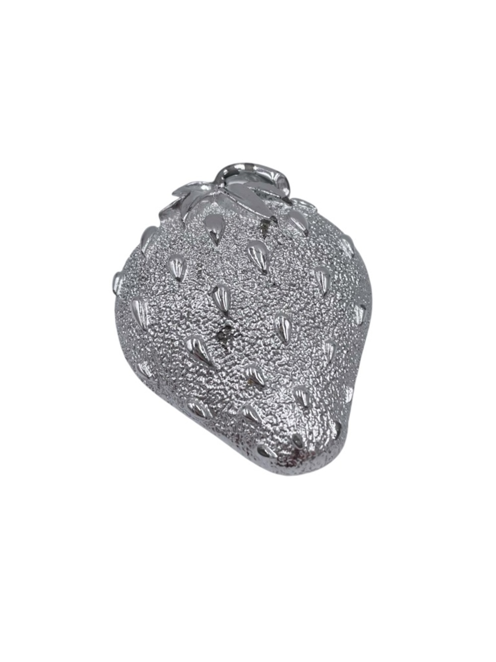 Vintage Sarah Coventry Strawberry Brooch Fruit Pin Signed Silver Tone Textured